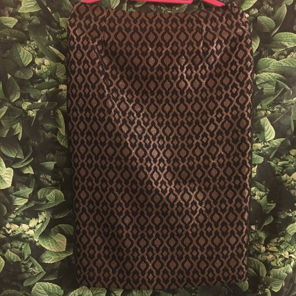 Black and Gold Print Cato Pencil Skirt